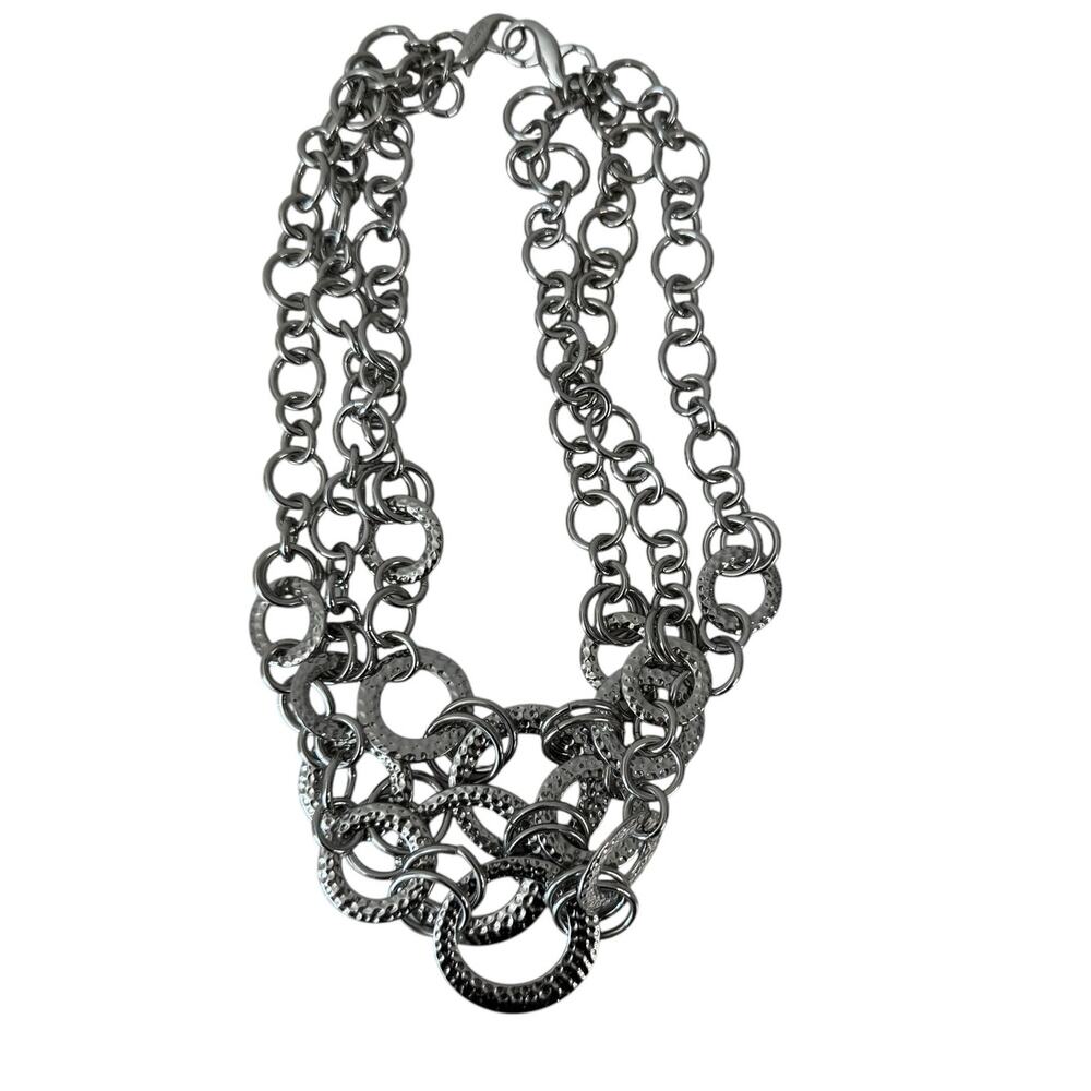 LIA SOPHIA 3 pcs Silver Tone Chunky Chain Necklace Versatile Link Triple Strand